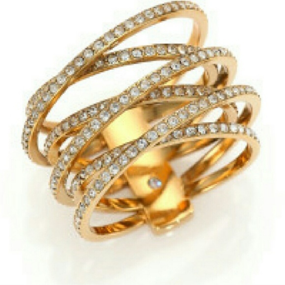 NWT Gold MK Pave Ring Size 6 - Picture 1 of 2